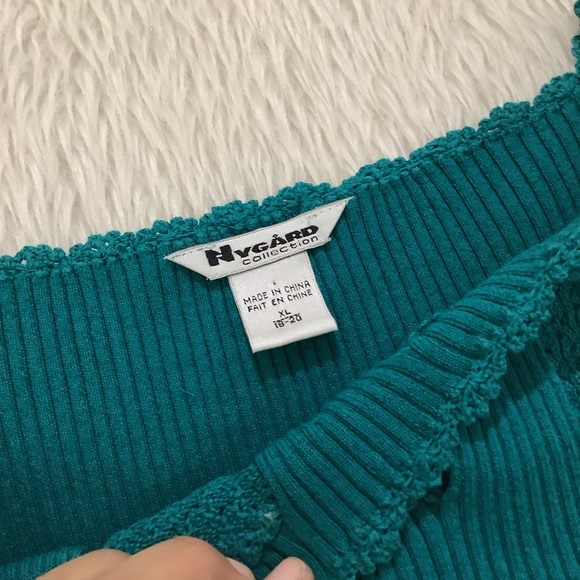 Nygard women’s turquoise blue rib embellished beaded knit top size xl - Picture 9 of 11